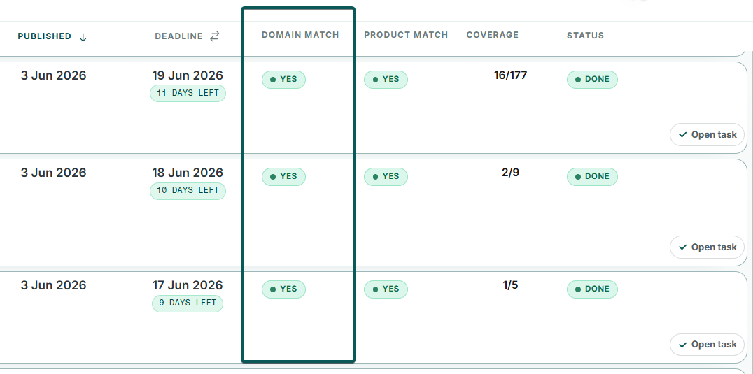 Find · Domain match